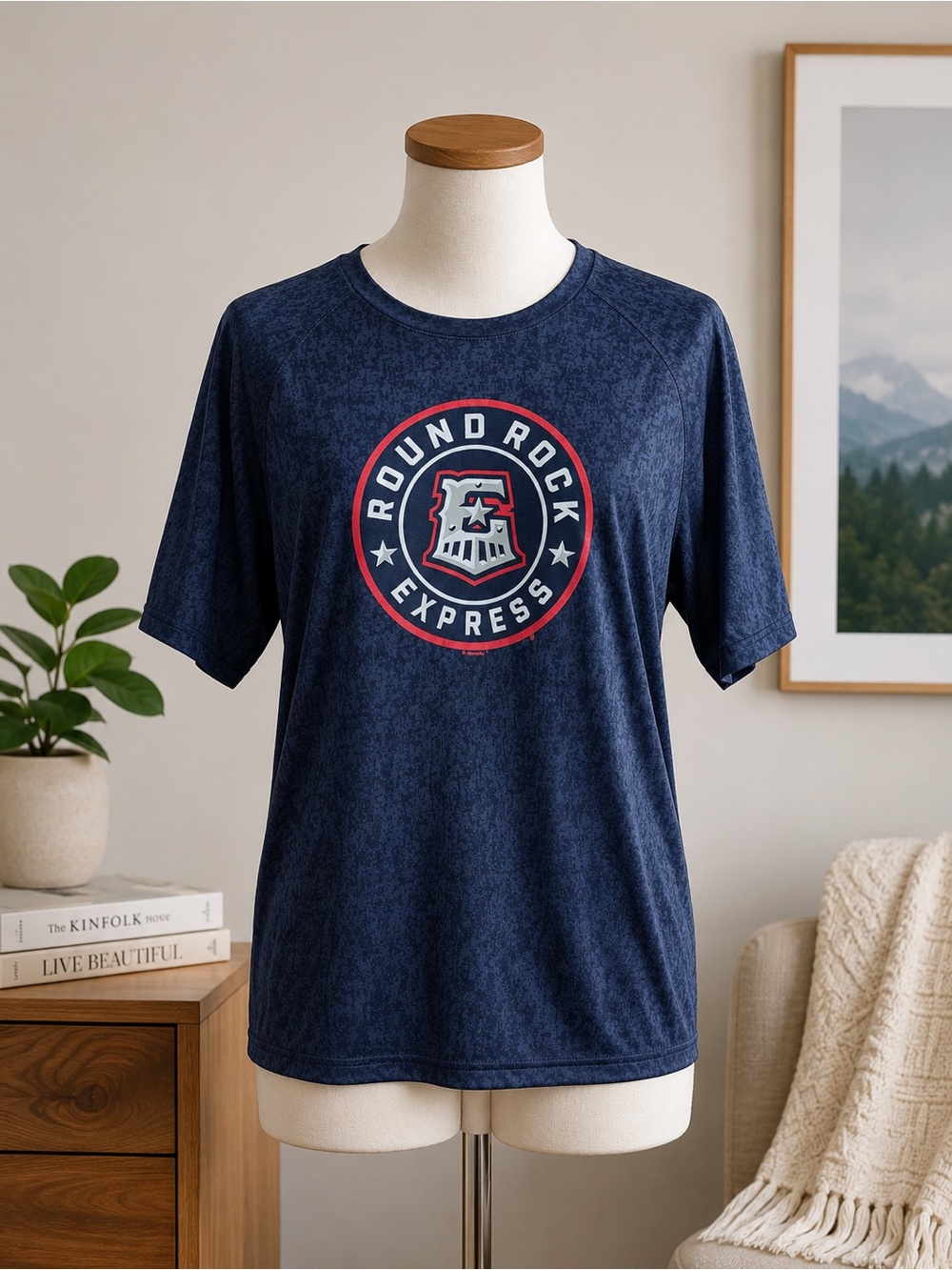 Round Rock Express Navy Performance Logo T-Shirt XL Baseball Athletic Tee